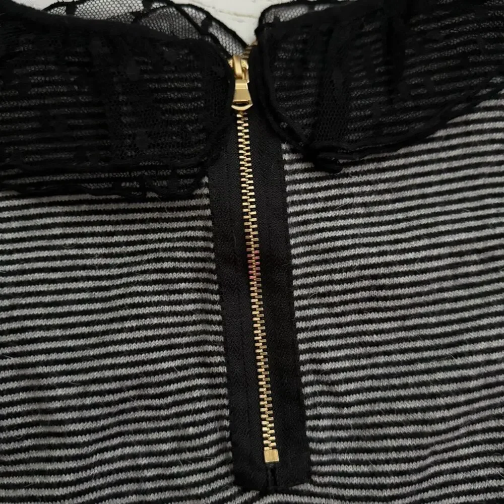 Little Marc Jacobs Girls Knit Dress Size 8 Striped Black Grey Casual Dainty - Picture 4 of 10